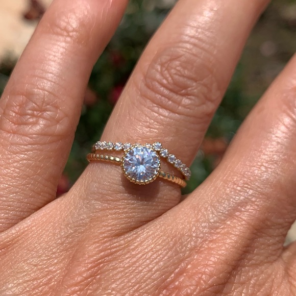 14k yellow gold engagement ring Wedding band Size 7 - Picture 4 of 8